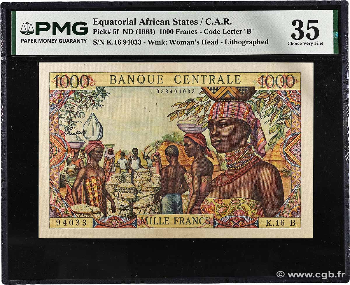 1000 Francs type 1962B CENTRAL AFRICAN REPUBLIC 1966 A.178b VF+