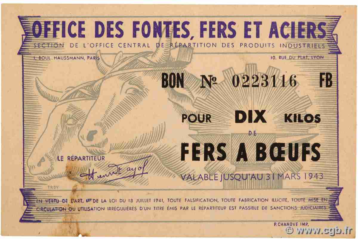 10 Kilos Fers à Bœufs FRANCE Regionalismus und verschiedenen 1943 VZ+