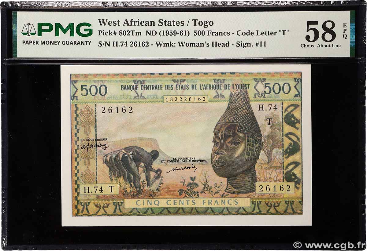 500 Francs Numéro radar WEST AFRICAN STATES 1977 P.802Tm AU