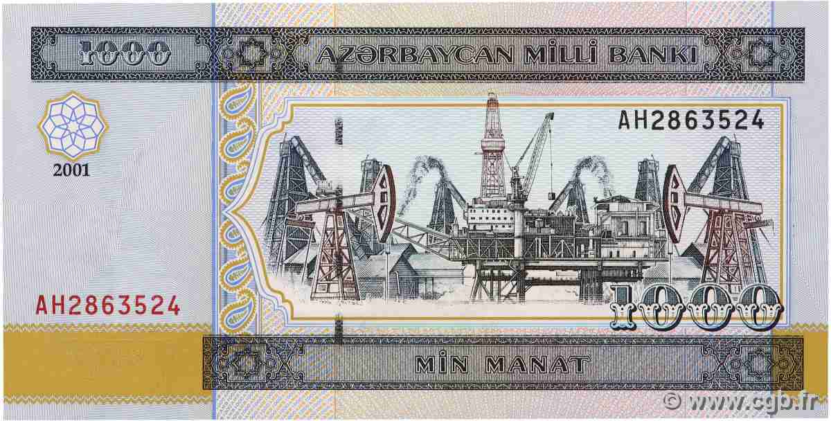 1000 Manat AZERBAIGAN 2001 P.23 FDC