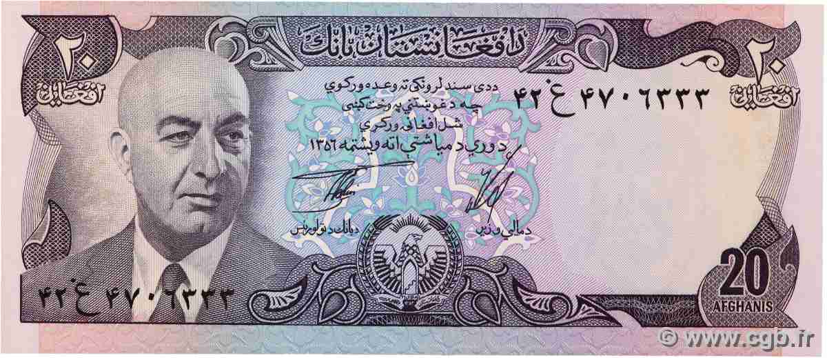 20 Afghanis AFGHANISTAN 1977 P.048c UNC