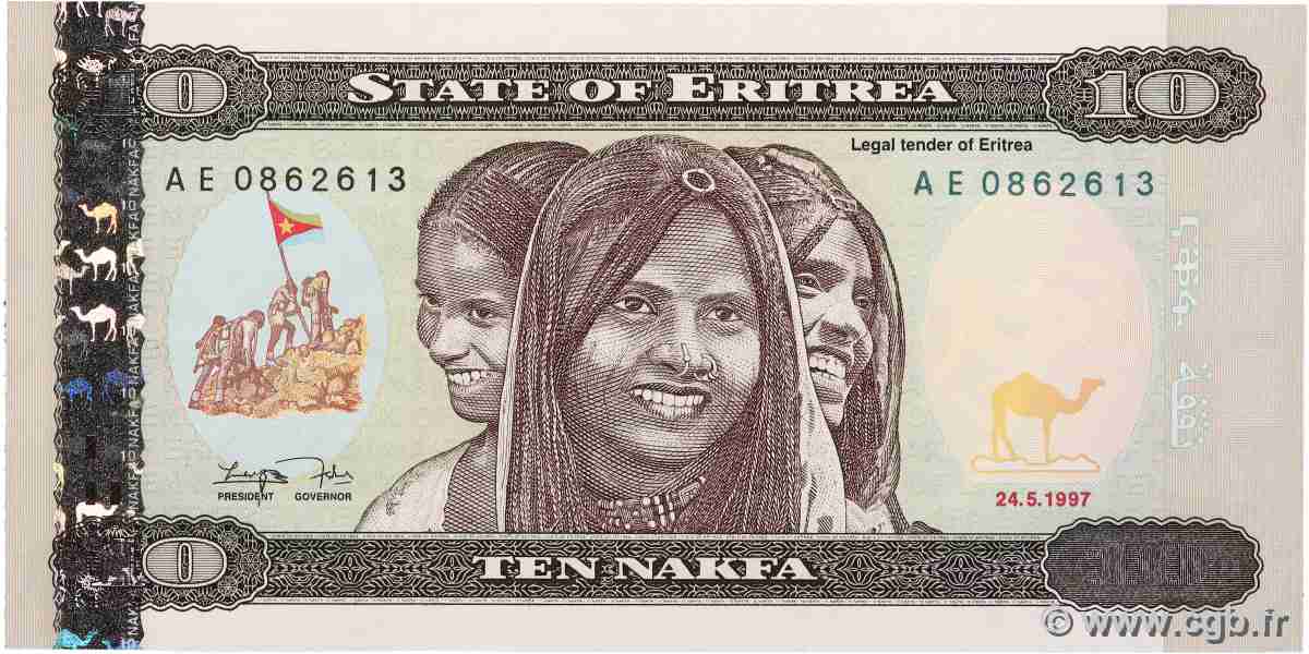 10 Nakfa ERITREA 1997 P.03 UNC