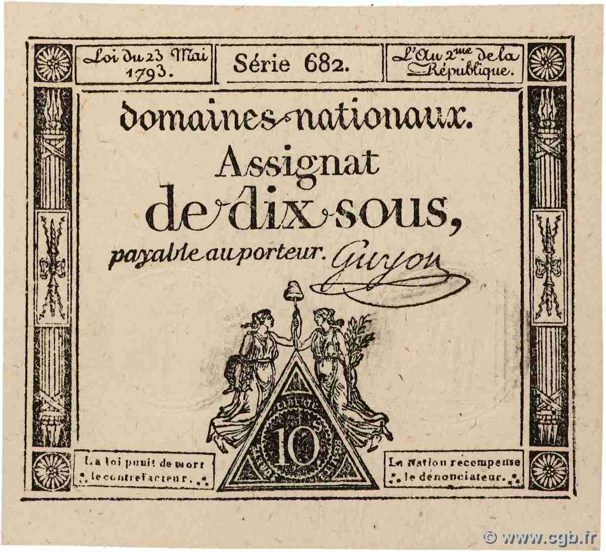 10 Sous variété FRANCE 1793 Ass.40b UNC