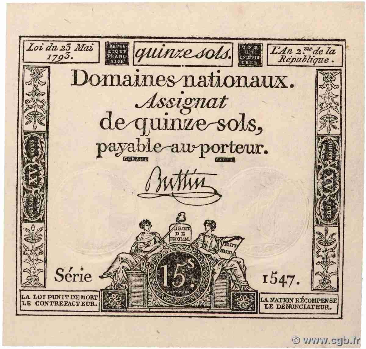 15 Sols FRANCE 1793 Ass.41b UNC