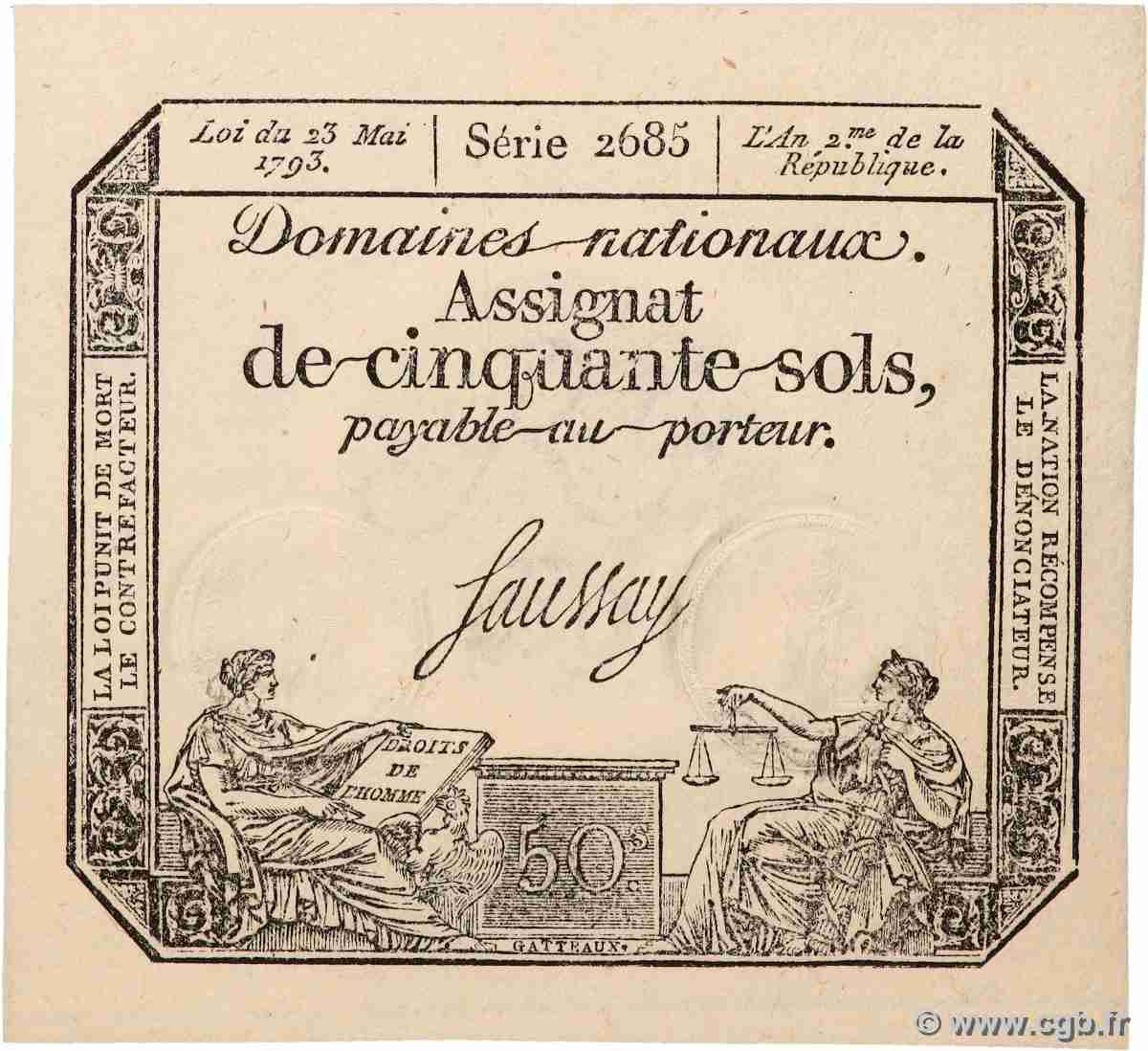 50 Sols FRANCE 1793 Ass.42c UNC
