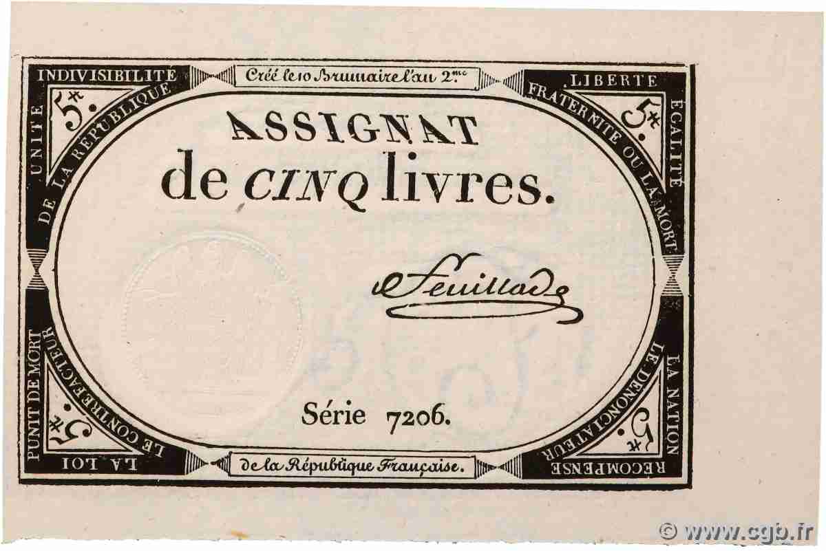 5 Livres FRANCE 1793 Ass.46a UNC