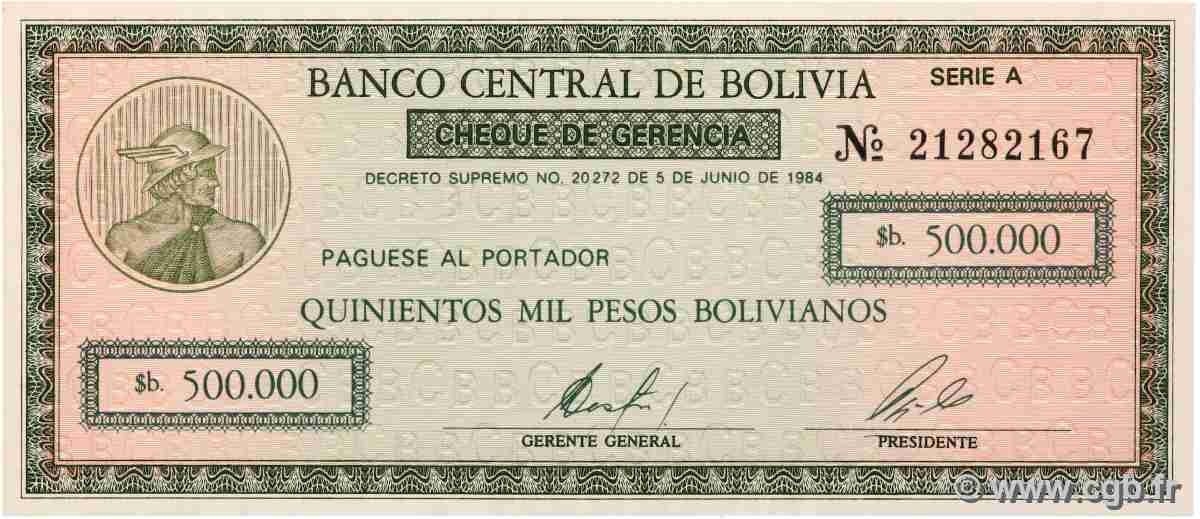 500000 Pesos Bolivianos BOLIVIA 1984 P.189 UNC