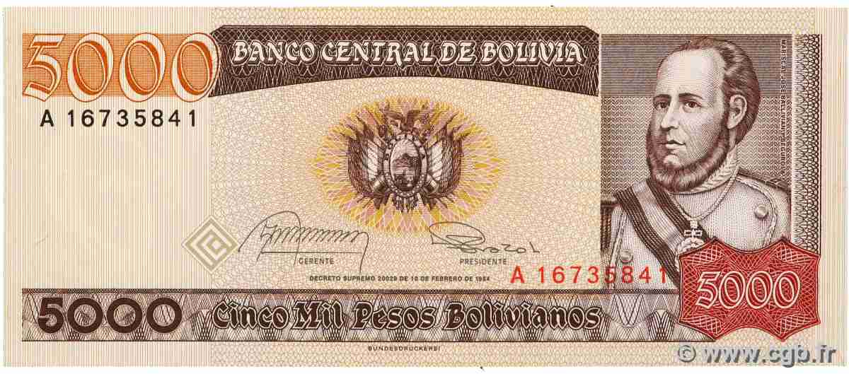 5000 Pesos Bolivianos BOLIVIE 1984 P.168a NEUF
