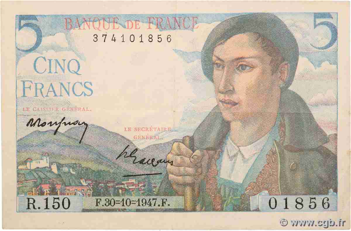 5 Francs BERGER FRANKREICH 1947 F.05.07 SS