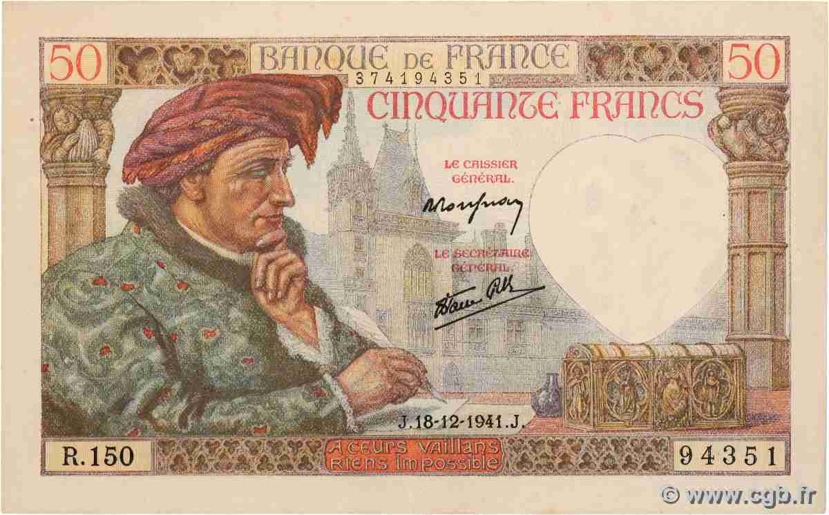 50 Francs JACQUES CŒUR FRANKREICH 1941 F.19.17 SS