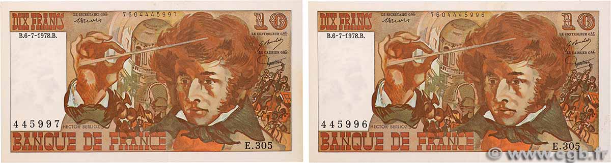 10 Francs BERLIOZ Consécutifs FRANCE 1978 F.63.24 AU