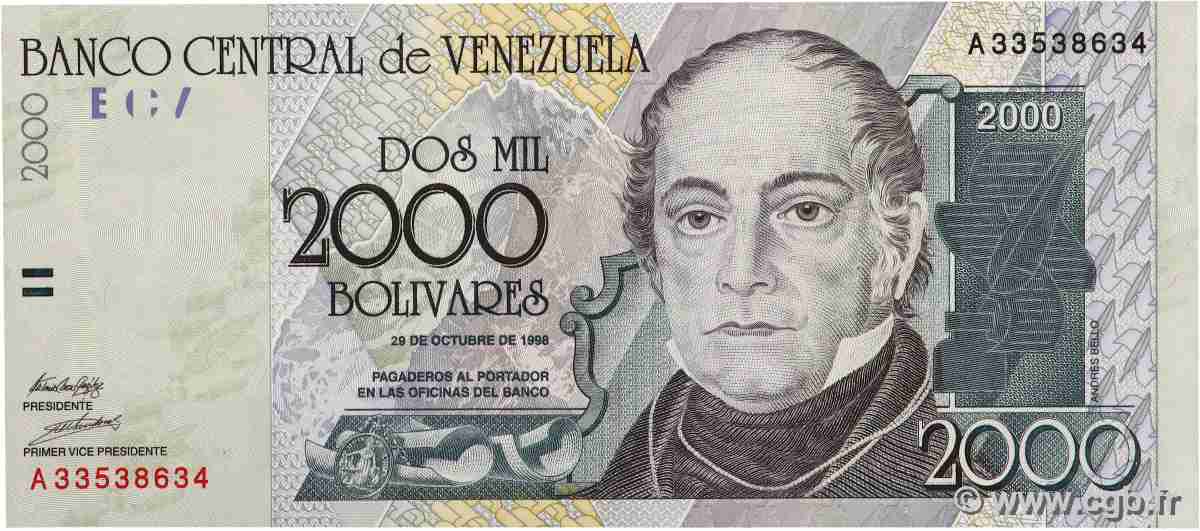 2000 Bolivares VENEZUELA 1998 P.080 ST