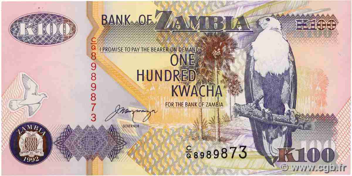 100 Kwacha ZAMBIA 2001 P.38c UNC
