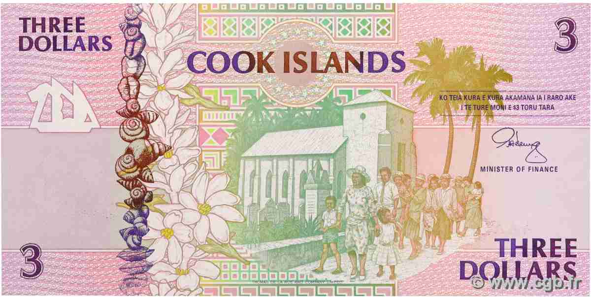 3 Dollars COOK INSELN 1992 P.07a ST