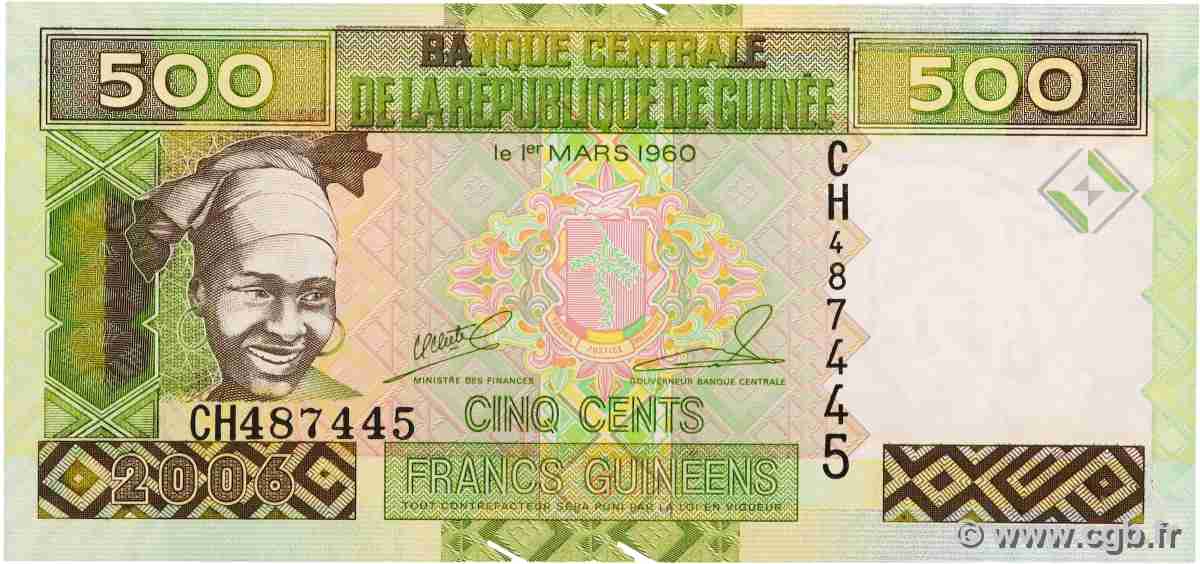 500 Francs Guinéens GUINEA 2006 P.39a ST