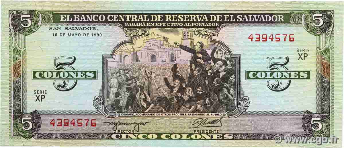 5 Colones EL SALVADOR 1990 P.138 ST