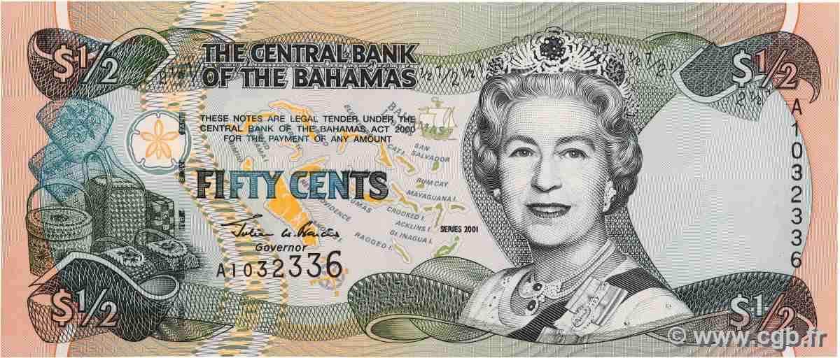 50 Cents BAHAMAS 2001 P.68 fST+