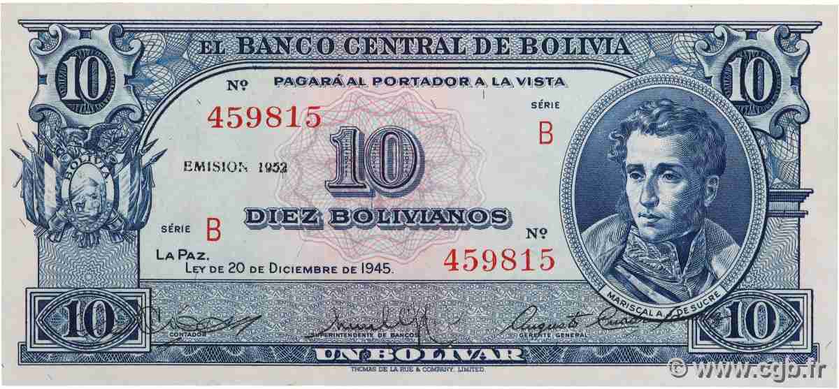 10 Bolivianos BOLIVIEN 1945 P.139b fST+