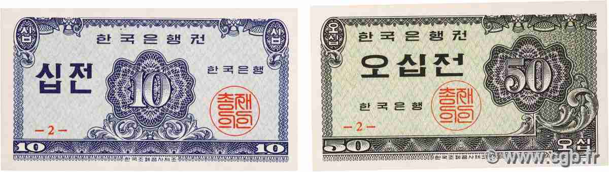 10 et 50 Jeon Lot SÜKOREA 1962 P.28 et P.29 ST
