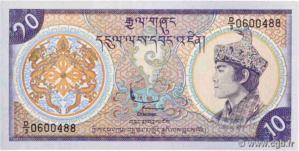 10 Ngultrum BHUTAN 1986 P.15a ST