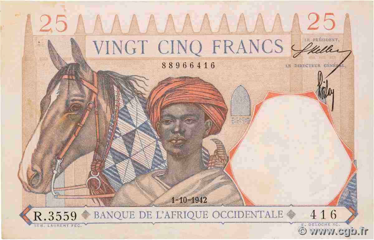25 Francs AFRIQUE OCCIDENTALE FRANÇAISE (1895-1958) 1942 P.27 pr.NEUF