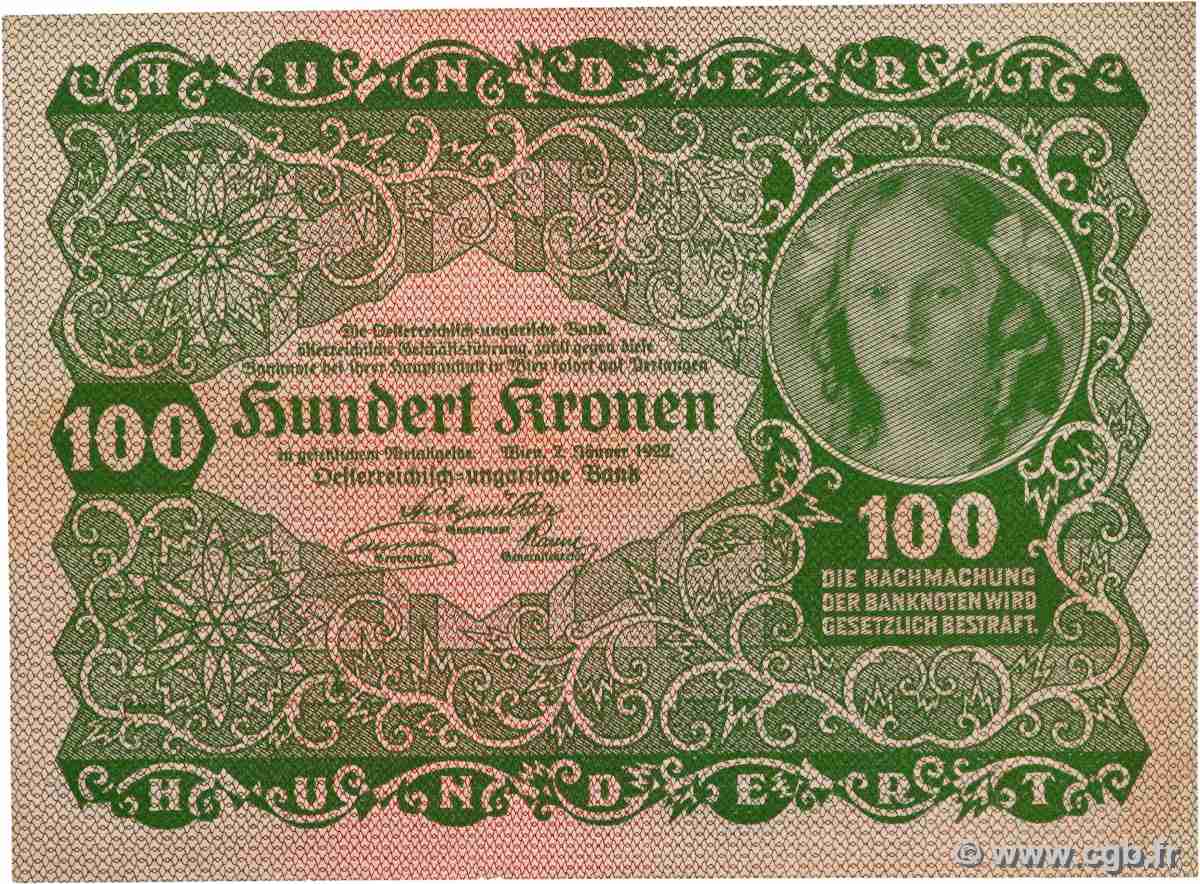 100 Kronen AUTRICHE 1922 P.077 SPL+