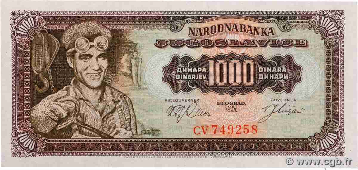 1000 Dinara JUGOSLAWIEN 1963 P.075 ST
