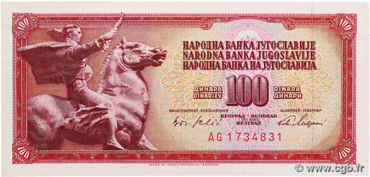100 Dinara JUGOSLAWIEN 1965 P.080c ST