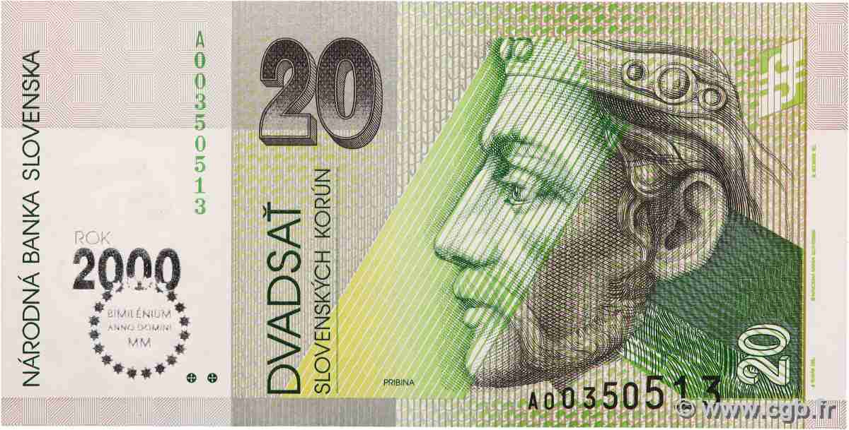 20 Korun Commémoratif SLOVACCHIA 2000 P.34 FDC