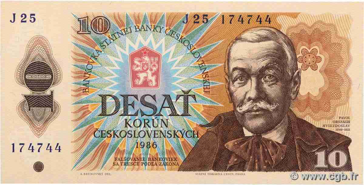 10 Korun TCHÉCOSLOVAQUIE 1986 P.094a NEUF