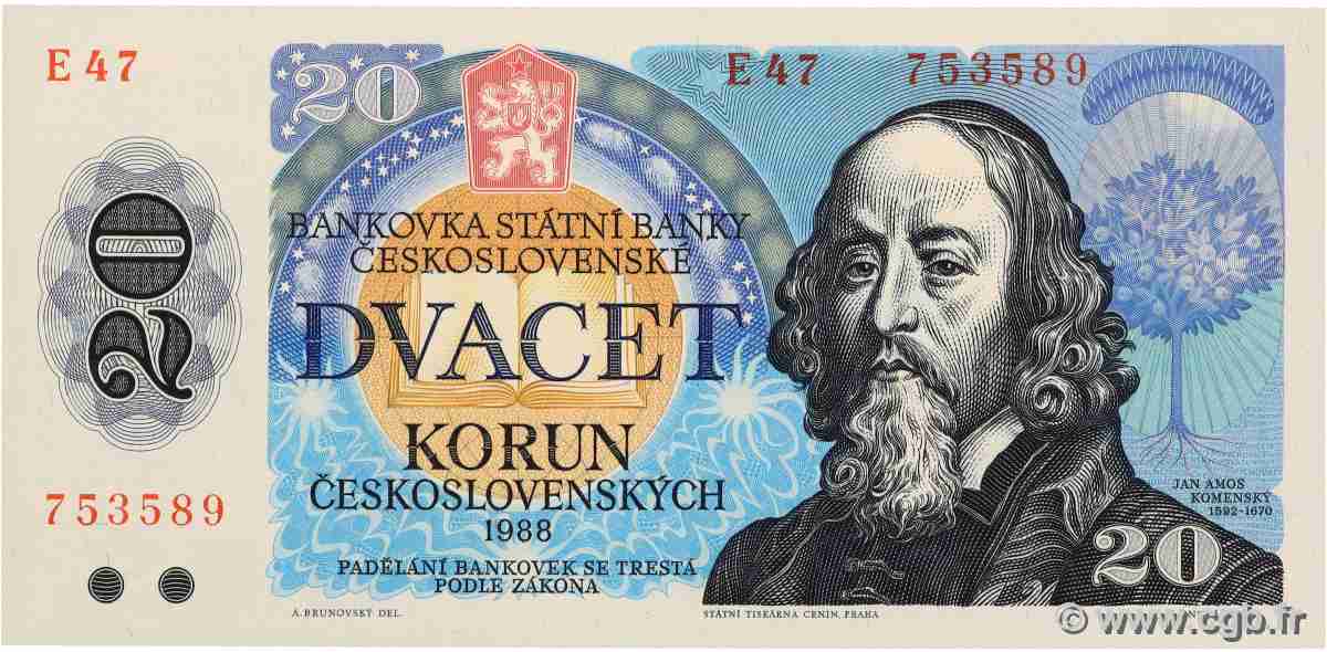 20 Korun TSCHECHOSLOWAKEI 1988 P.095a ST