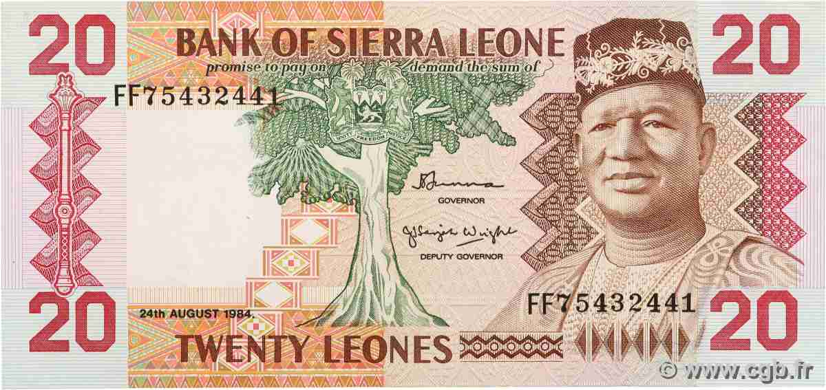 20 Leones SIERRA LEONE 1984 P.14b NEUF