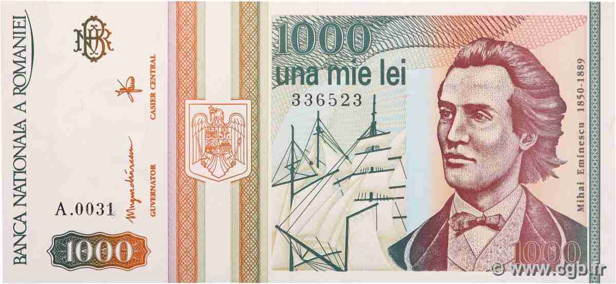 1000 Lei RUMÄNIEN 1993 P.102 ST