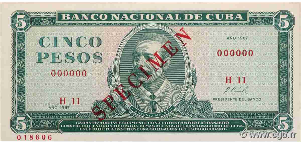 5 Pesos Spécimen CUBA 1967 P.103as UNC