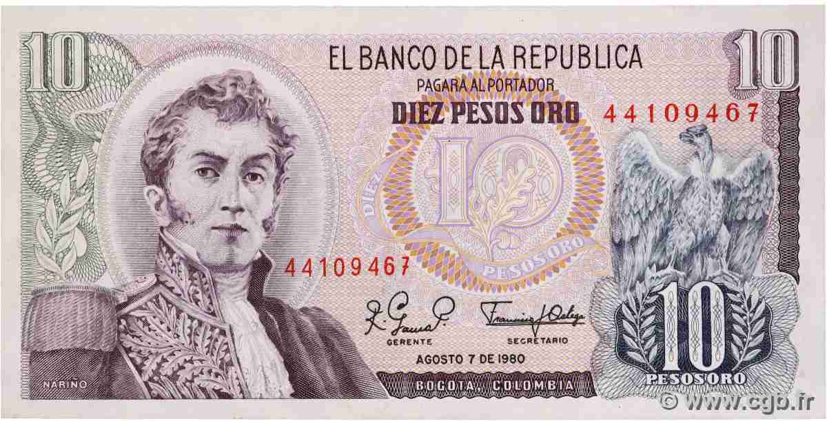 10 Pesos Oro COLOMBIE 1980 P.407g SPL+
