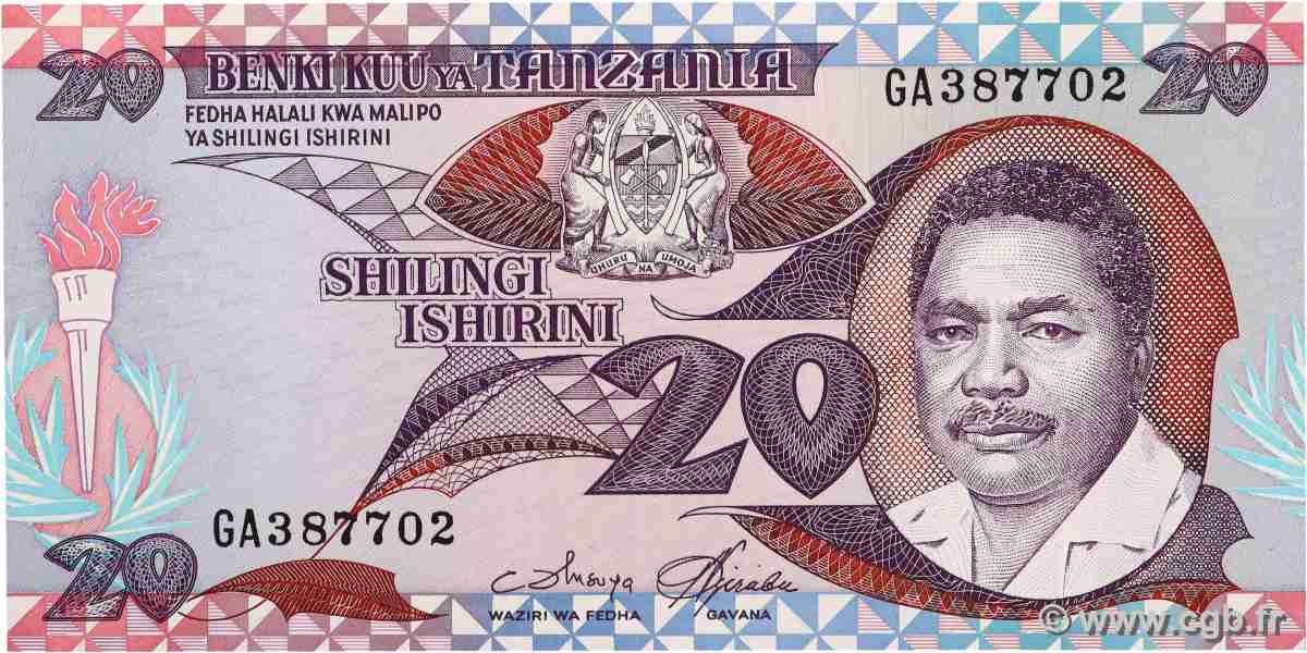 20 Shilingi TANZANIE 1978 P.15 NEUF