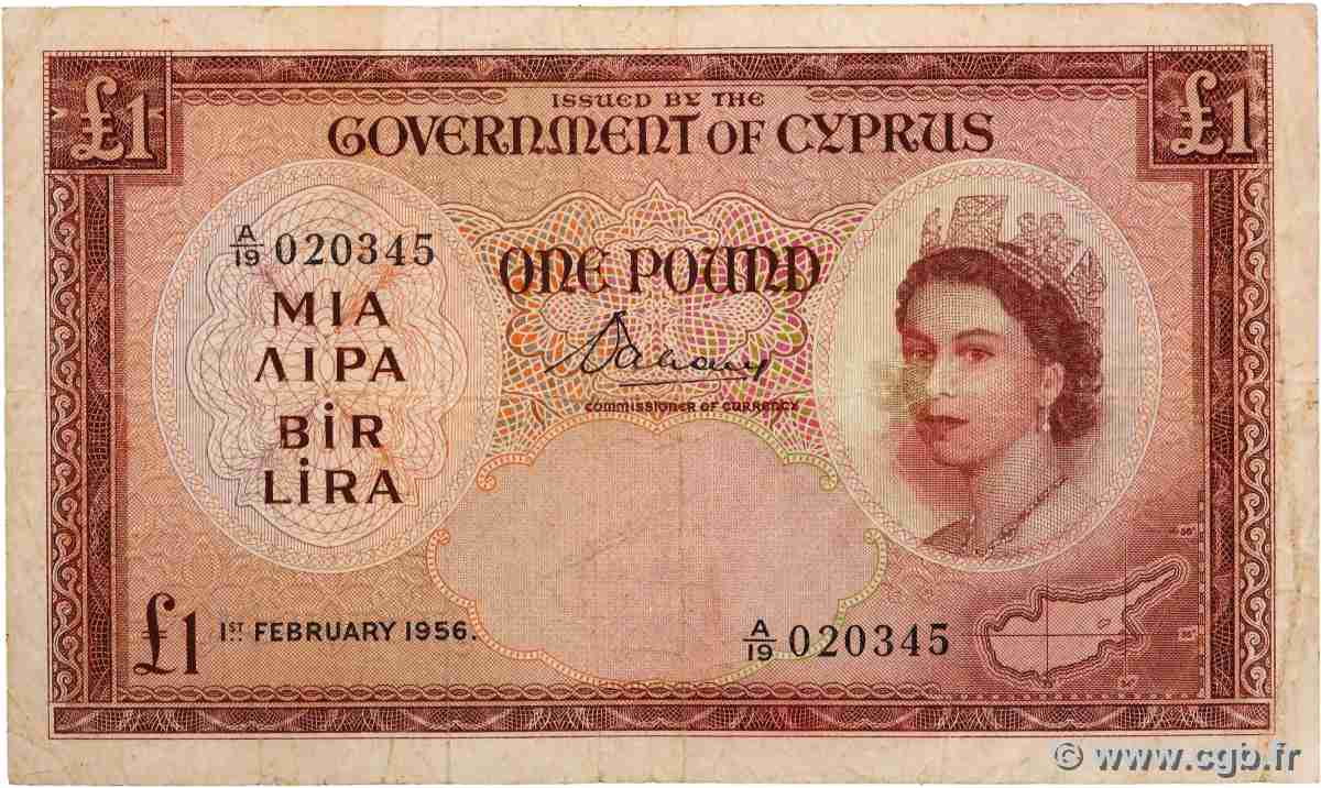 1 Pound CYPRUS 1956 P.35a F-