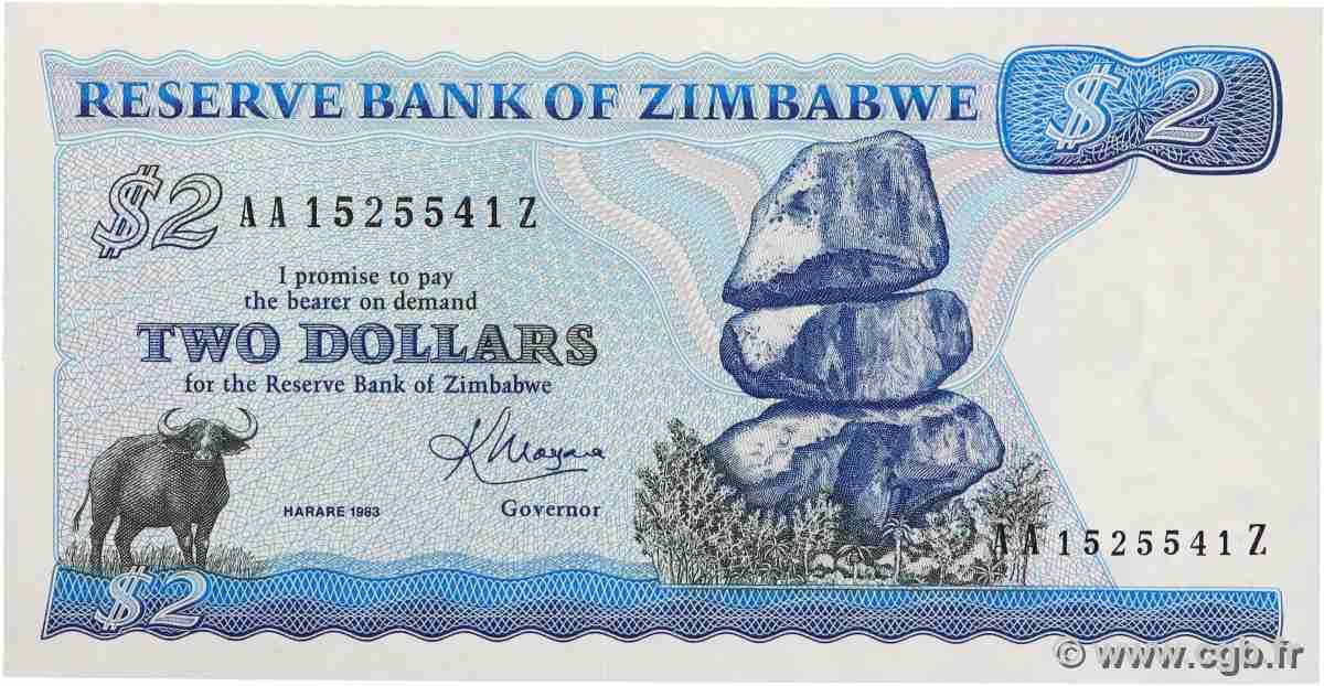 2 Dollars ZIMBABWE 1983 P.01b NEUF