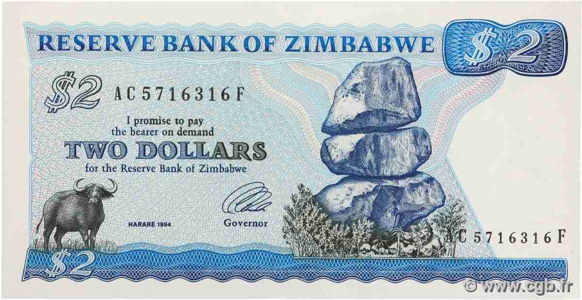 2 Dollars ZIMBABWE 1994 P.01c NEUF