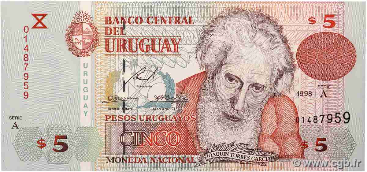 5 Pesos Uruguayos URUGUAY 1998 P.080 NEUF