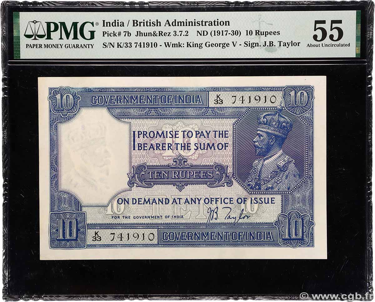 10 Rupees INDE 1917 P.007b SPL