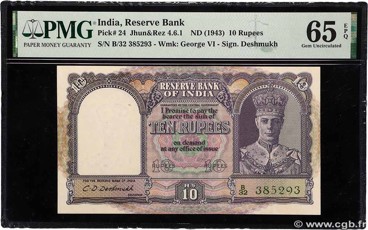 10 Rupees INDE 1943 P.024 NEUF