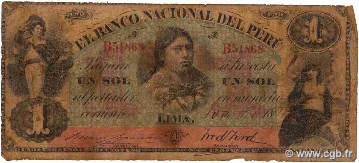 1 Sol PERU 1875 PS.311 G