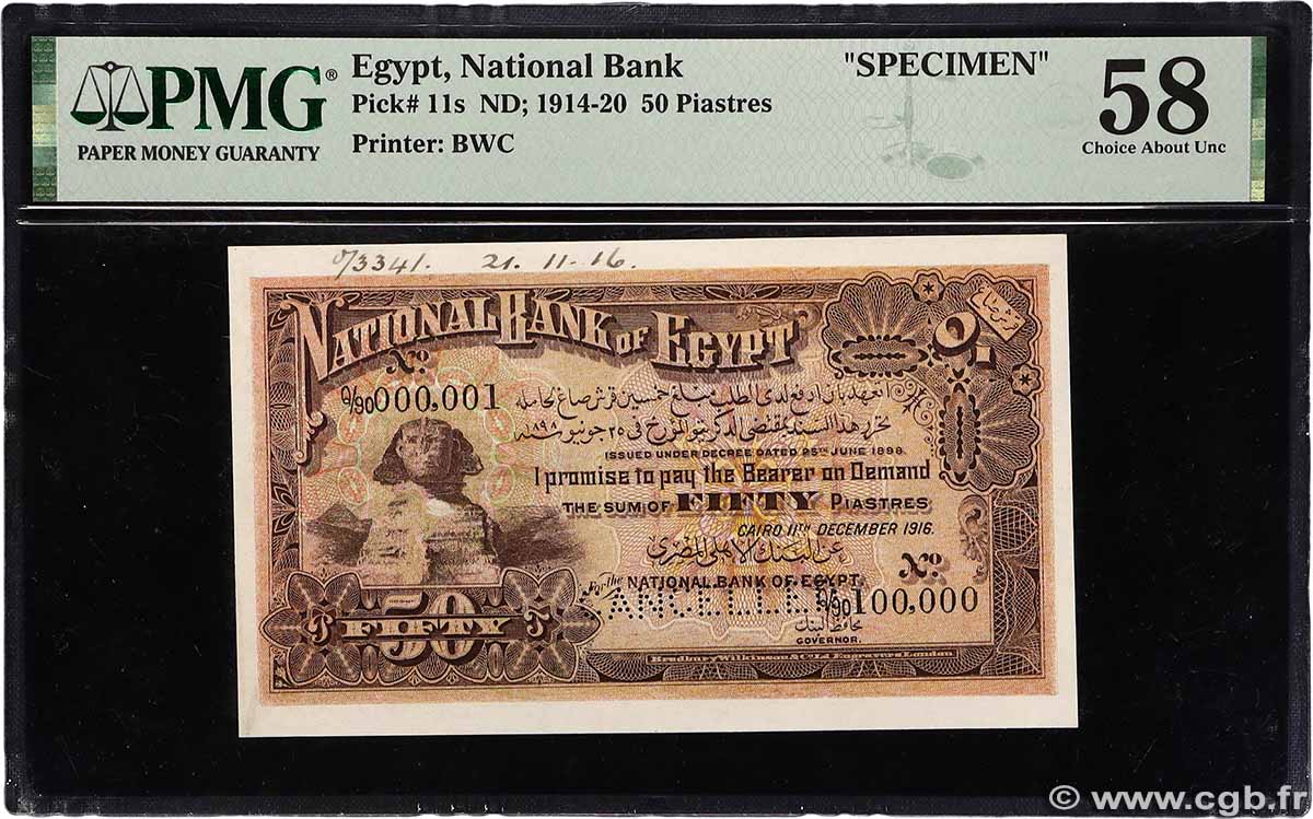 50 Piastres Spécimen EGYPT 1916 P.011a AU