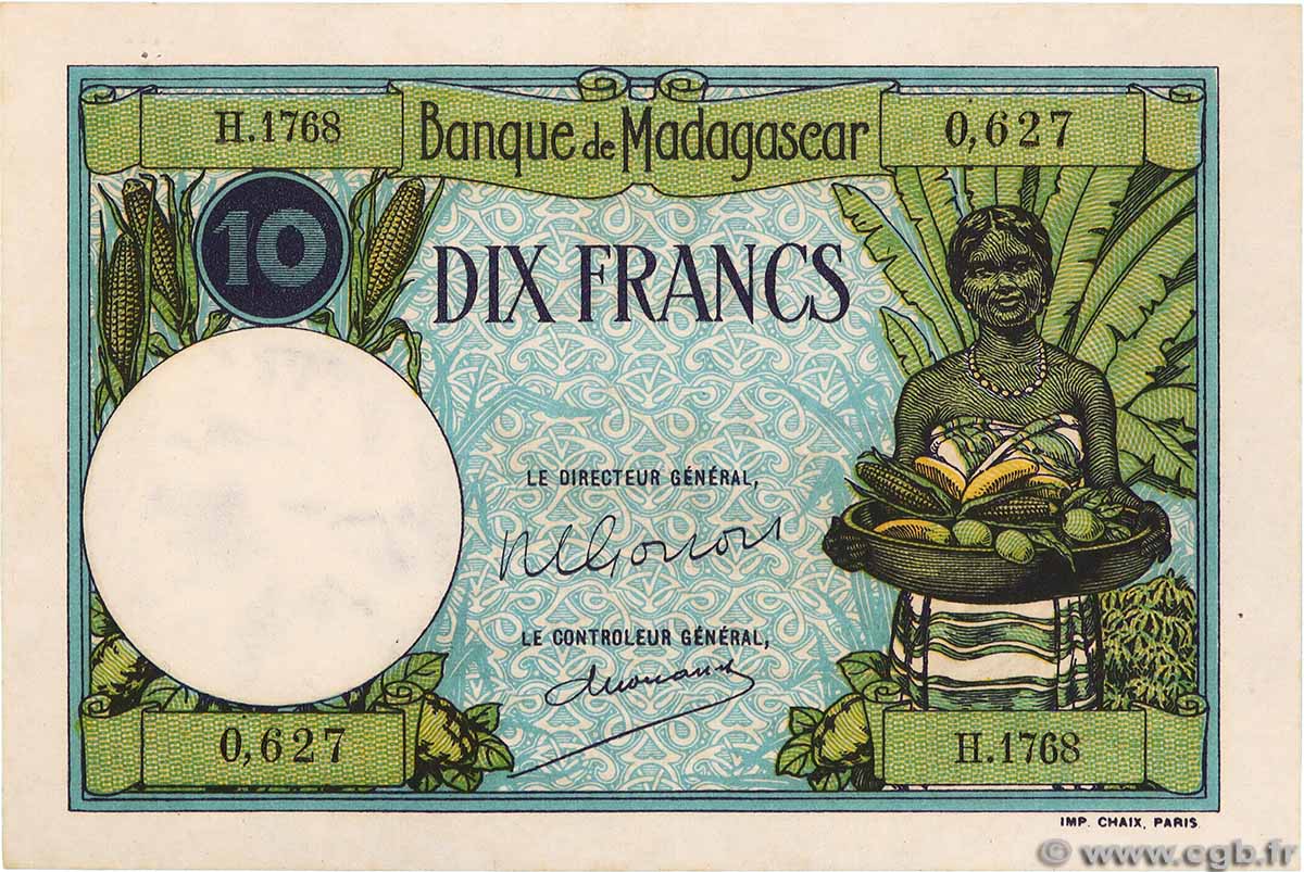 10 Francs MADAGASCAR 1948 P.036 UNC-