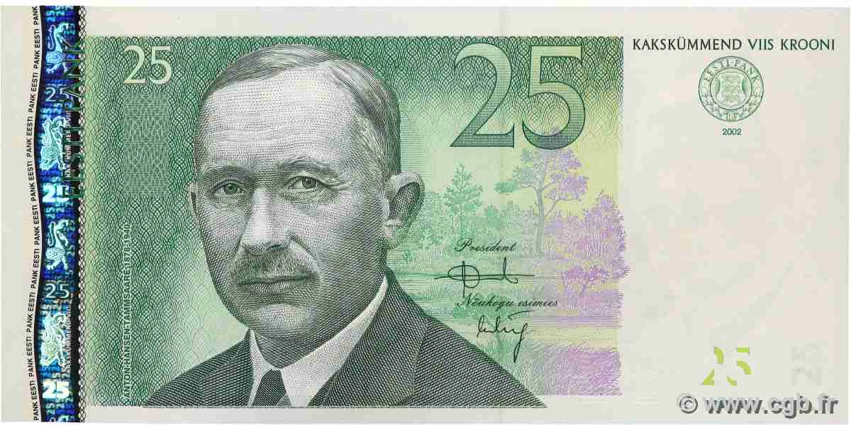 25 Krooni ESTONIA 2002 P.84a UNC