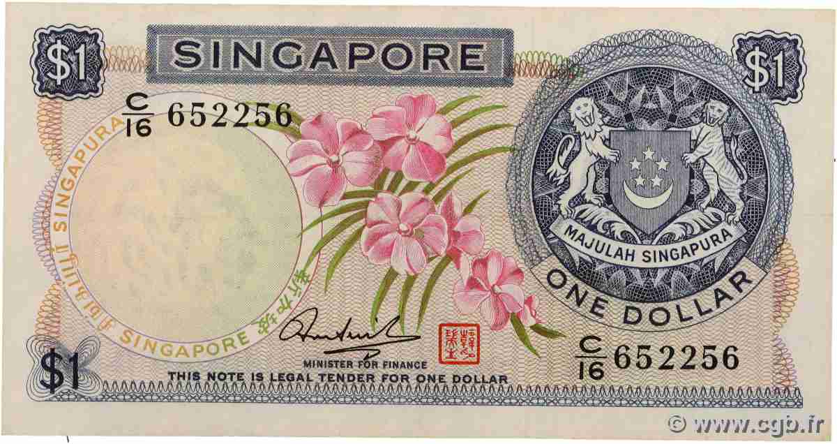 1 Dollar SINGAPOUR 1972 P.01d TTB+