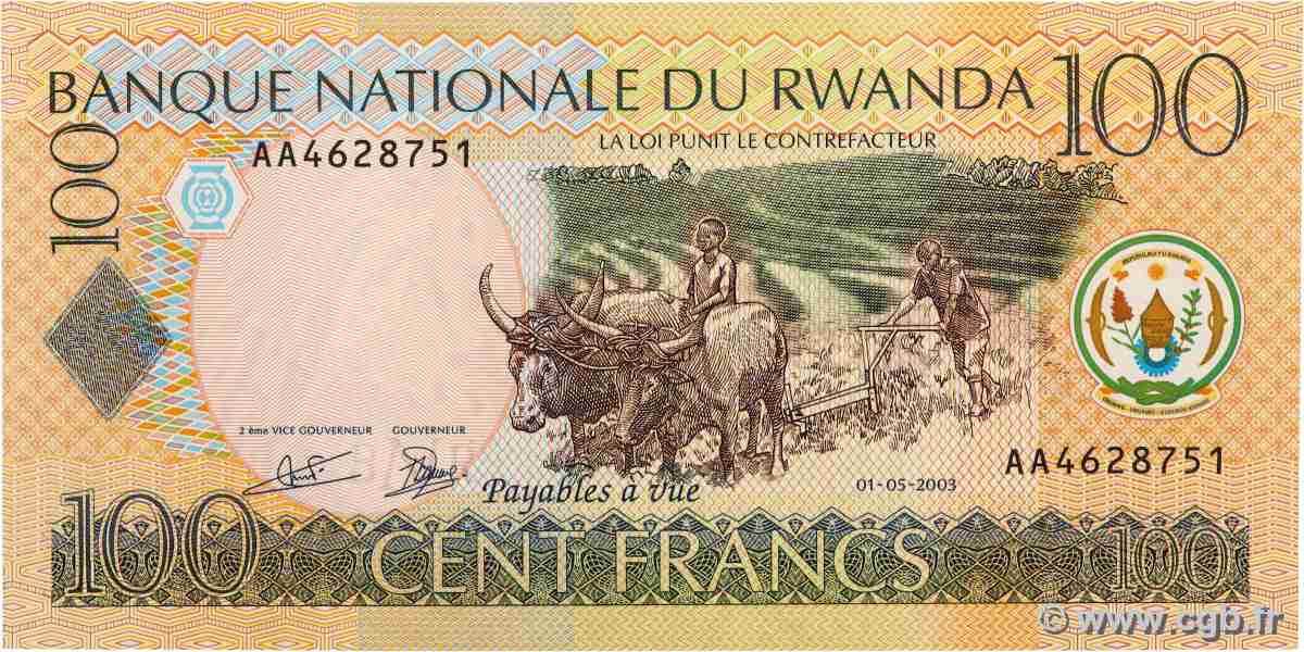 100 Francs RWANDA 2003 P.29a NEUF