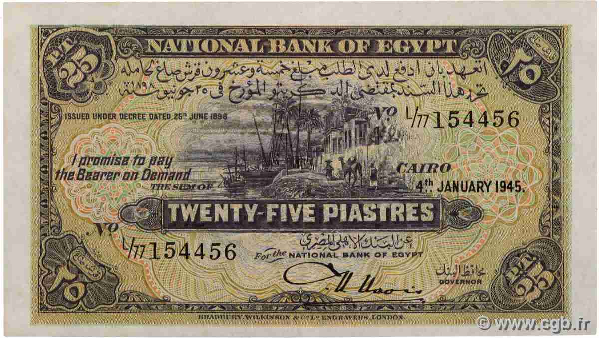 25 Piastres EGYPT 1945 P.010c VF+
