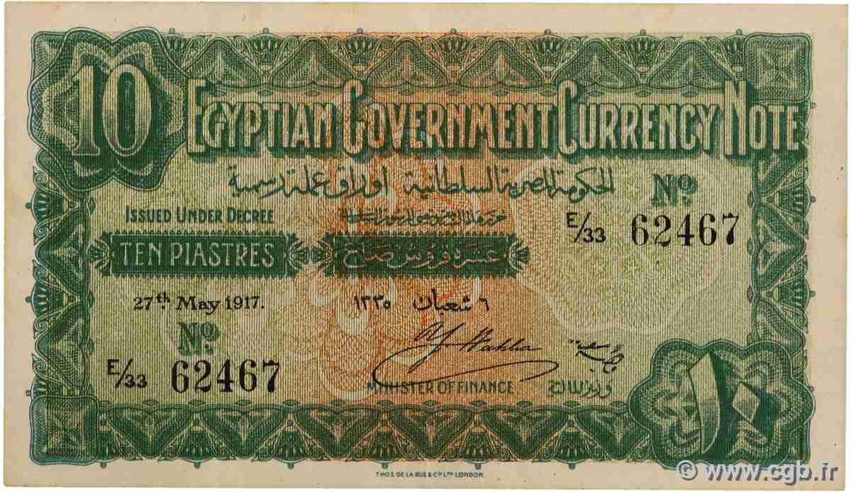 10 Piastres EGYPT 1917 P.160b VF+